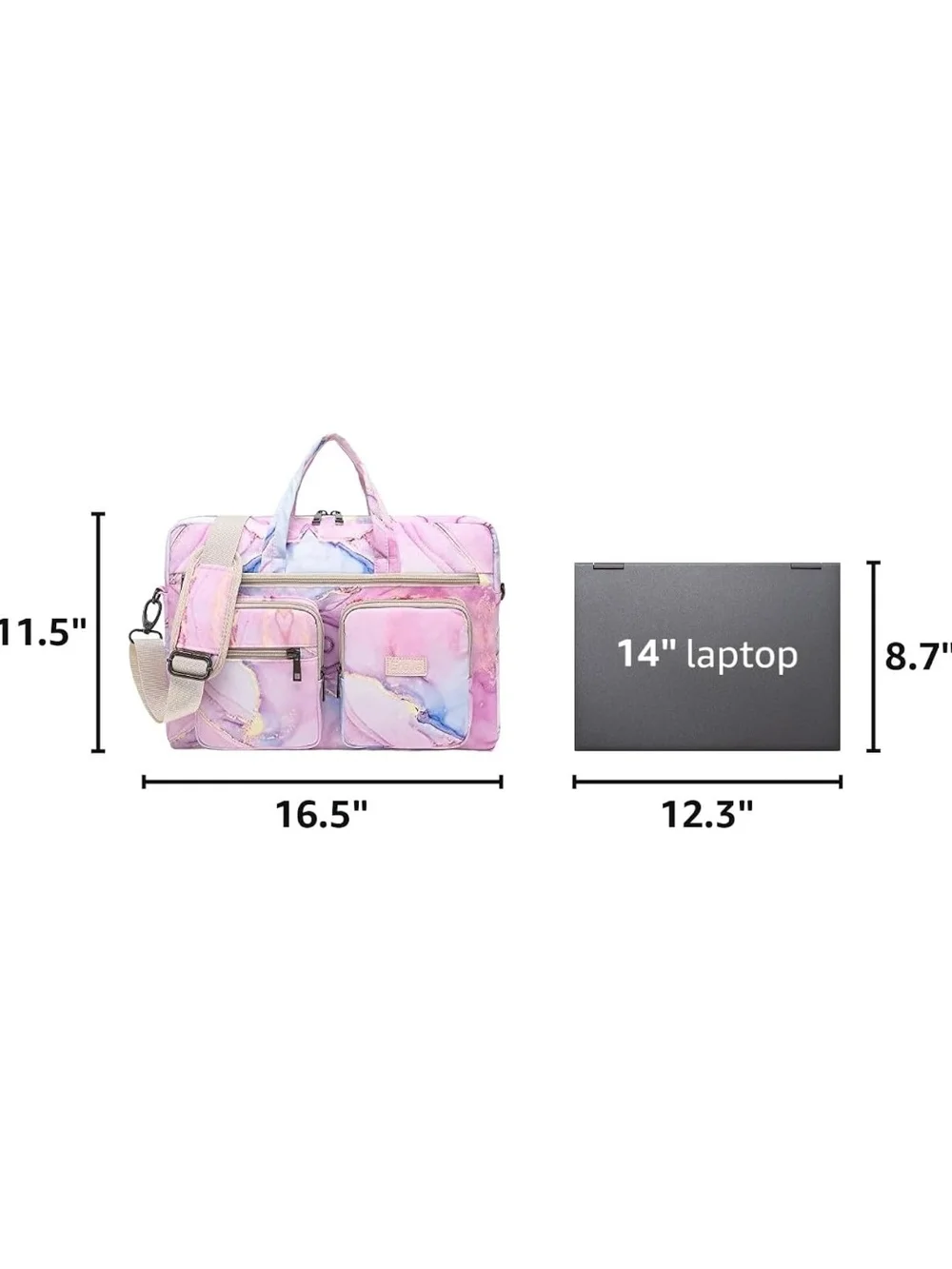 Pink Marble Travel Tote Bag with Removable Strap